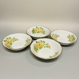 Vintage Royal Albert Tea Rose Cereal 6 1/2 inch Bowl - Yellow Rose -  Lot of 4